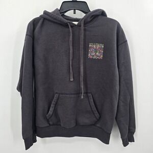 Billabong Womens Butterfly Graphic Hoodie Faded Black Retro 1973 Pullover Medium